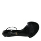 Black Keira Leather Faux Pearl Sandals Heels Shoes