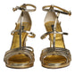 Gold Leather Baroque Heels Sandals Shoes