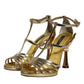 Gold Leather Baroque Heels Sandals Shoes