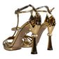 Gold Leather Baroque Heels Sandals Shoes