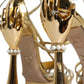 Gold Leather Baroque Heels Sandals Shoes