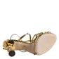 Gold Leather Baroque Heels Sandals Shoes