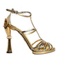 Gold Leather Baroque Heels Sandals Shoes