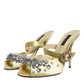 Yellow Crystal Slides Heels Sandals Shoes