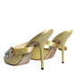 Yellow Crystal Slides Heels Sandals Shoes