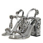 Silver Leather T-strap Crystal Sandals Shoes