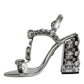 Silver Leather T-strap Crystal Sandals Shoes