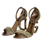 Gold Lurex Ankle Strap Heel Sandals Shoes