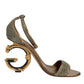 Gold Lurex Ankle Strap Heel Sandals Shoes