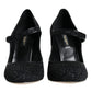 Black Suede Mary Jane Heel Sandals Shoes