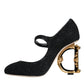 Black Suede Mary Jane Heel Sandals Shoes