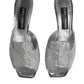 Silver Viscose Logo Heels Slide Sandals Shoes