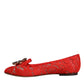 Red Lace Crystal Ballet Flats Loafers Shoes