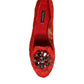 Red Lace Crystal Ballet Flats Loafers Shoes