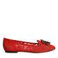 Red Lace Crystal Ballet Flats Loafers Shoes