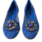 Blue Lace Crystal Ballet Flats Loafers Shoes