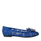 Blue Lace Crystal Ballet Flats Loafers Shoes