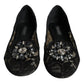 Black Lace Crystal Ballet Flats Loafer Shoes