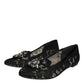 Black Lace Crystal Ballet Flats Loafer Shoes