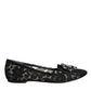 Black Lace Crystal Ballet Flats Loafer Shoes