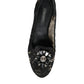 Black Lace Crystal Ballet Flats Loafer Shoes