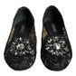 Black Lace Crystal Ballet Flats Loafer Shoes