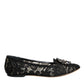 Black Lace Crystal Ballet Flats Loafer Shoes