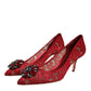 Red Taormina Lace Crystal Heels Pumps Shoes