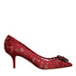 Red Taormina Lace Crystal Heels Pumps Shoes