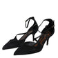 Black Suede Ankle Strap Heels Pumps Shoes