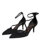 Black Suede Ankle Strap Heels Pumps Shoes