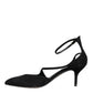 Black Suede Ankle Strap Heels Pumps Shoes