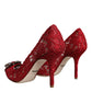 Red Taormina Lace Crystal Heels Pumps Shoes