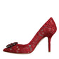 Red Taormina Lace Crystal Heels Pumps Shoes