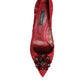 Red Taormina Lace Crystal Heels Pumps Shoes