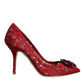 Red Taormina Lace Crystal Heels Pumps Shoes