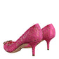 Pink Taormina Lace Crystal Heels Pumps Shoes