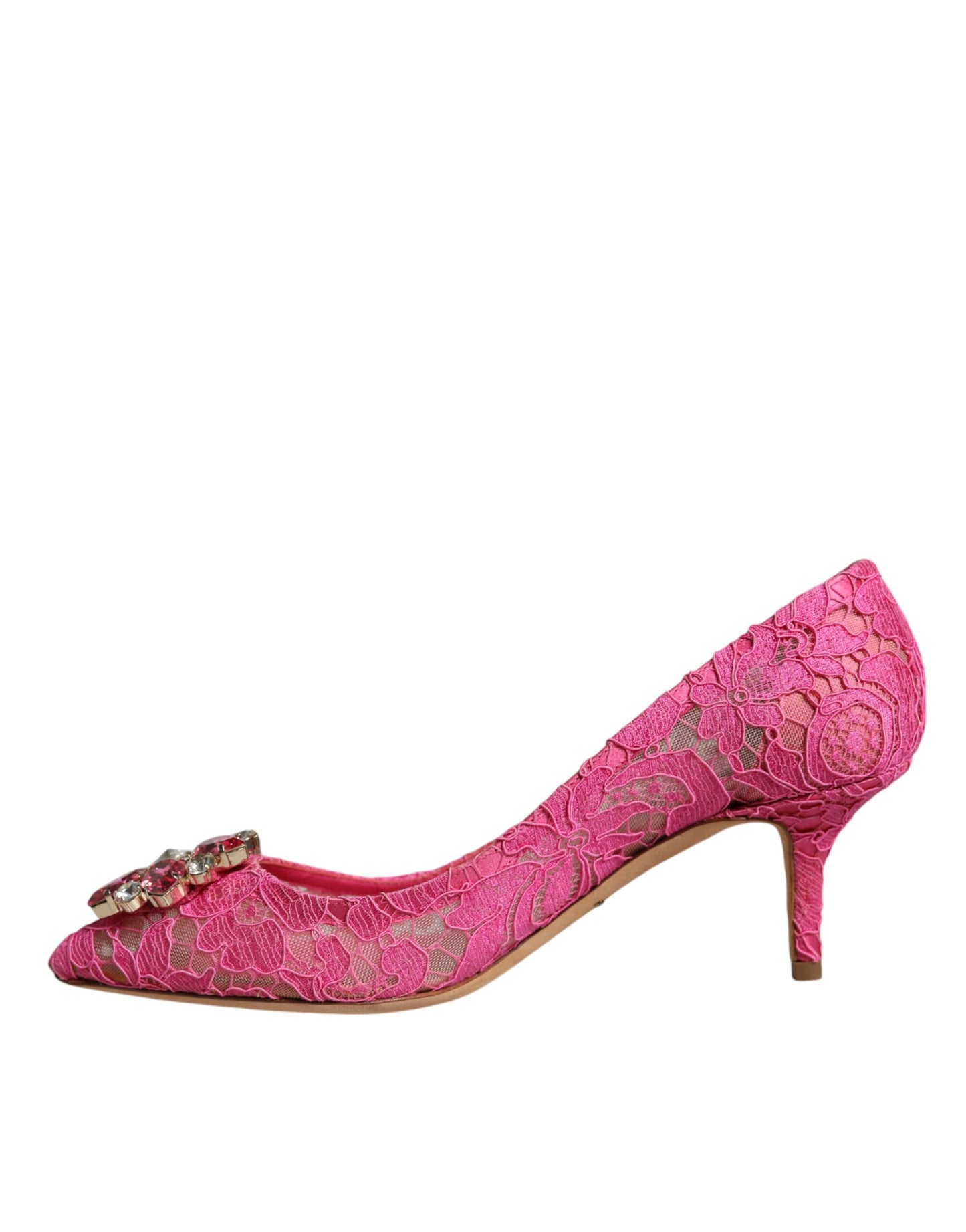 Pink Taormina Lace Crystal Heels Pumps Shoes