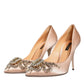 Beige Satin Crystal High Heels Pumps Shoes