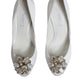 White Crystals Peep Toe Satin Pumps Shoes