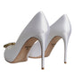 White Crystals Peep Toe Satin Pumps Shoes