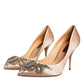 Beige Satin Crystal High Heels Pumps Shoes