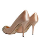 Beige Satin Crystal High Heels Pumps Shoes