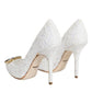 White Taormina Lace Crystal Heels Pumps Shoes