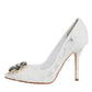 White Taormina Lace Crystal Heels Pumps Shoes