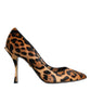 Brown Leopard Calf Hair Heels Pumps Shoes