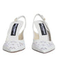 White Leather Stiletto Heels Slingback Shoes