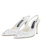 White Leather Stiletto Heels Slingback Shoes