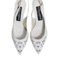 White Leather Stiletto Heels Slingback Shoes