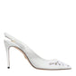 White Leather Stiletto Heels Slingback Shoes